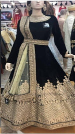 Women Black Color Semi Stitched Salwar Suit Set