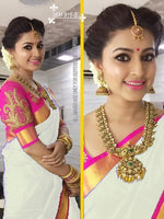Womens White Color Chanderi Cotton Saree With Blouse