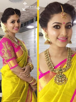 Womens Yellow Color Chanderi Cotton Saree With Blouse