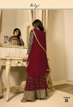 Women Maroon Color Semi stitched Fancy Dress Material