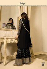 Women Black Color Semi stitched Fancy Dress Material