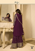 Women Purple Color Semi stitched Fancy Dress Material