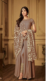 Women LightBrown Color Semi stitched Exclusive Anarkali Suit Material