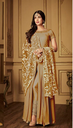 Women Mehandi Color Semi stitched Exclusive Anarkali Suit Material