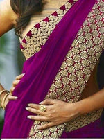 Womens Pink Color Georgette Saree With Brocat Lace