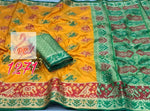 Womens Musturd Color Soft Banarasi Silk Saree With Heavy Mina & Zari Weaving Work