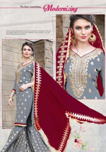 Women Gray Color Printed Ethnic Desighn Salwar Suit