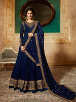 Women Blue Color Printed Ethnic Desighn Gown