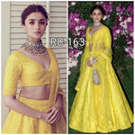 Womens Yellow Color Jalbari Silk With Taffeta Silk Lehanga Choli