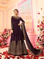 Women Wine Color Printed Ethnic Desighn Gown