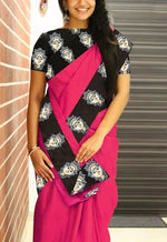 Womens Pink Color Chanderi Saree With Blouse