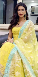 Women Lemon Color Semi Stitched Salwar Suit