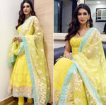 Women Lemon Color Semi Stitched Salwar Suit