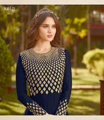 Women Blue Color  Printed Ethnic Gown