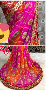 Womens Pink Color Georgette Saree With Gota Work