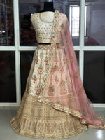 Womens White Color Soft Taffeta Silk  Lehanga Choli