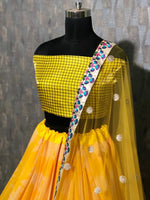 Womens Yellow Color Georgette Silk Lehanga Choli