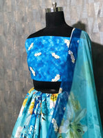Womens SkyBlue Color Crepe Silk Lehanga Choli