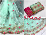 Womens C-Green Color Organza Saree With Embroidery Work