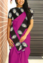 Womens Rani Color Chanderi Saree With Blouse