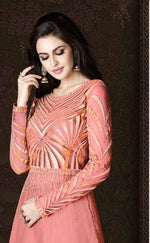 Women Carrot Color  Printed Ethnic Gown
