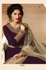 Women Wine Color Printed Ethnic Desighn Gown