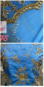 Womens SkyBlue Color Pure Georgette Saree With Embroidery Work