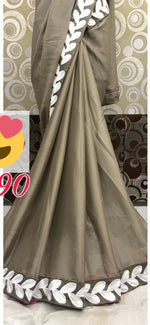 Womens Grey Color Rangoli Silk Saree With Embroidery Work