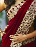 Womens Red Color Georgette Saree With Brocat Lace