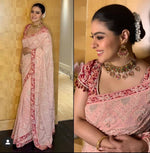 Chanderi Silk PInk Saree in Georgette With Embroidery Work With Blouse