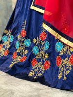 Womens NavyBlue Color Taffeta Silk Lehanga Choli