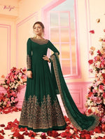 Women Green Color Printed Ethnic Desighn Gown