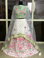 Womens White  Color Soft Taffeta Silk  Lehanga Choli