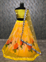 Womens Yellow Color Georgette Silk Lehanga Choli