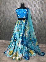 Womens SkyBlue Color Crepe Silk Lehanga Choli