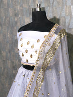 Womens Grey Color Pure Orgenzza Silk Lehanga Choli