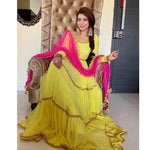 Women Yellow Color Semi Stitched Salwar Suit