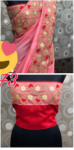 Womens Pink Color Vichitra Silk Saree With Gota Work