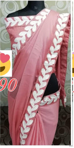 Womens Pink Color Rangoli Silk Saree With Embroidery Work