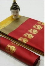 Cotton Silk Yellow Color Plain Saree in crepe pattern With Blouse