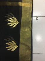 Womens Black Color Art Silk Weaving Saree With Blouse