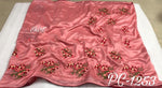 Womens Peach Color Vichitra Silk Saree With Embroidery Resam  Work