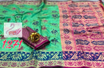 Womens Green Color Soft Banarasi Silk Saree With Heavy Mina & Zari Weaving Work