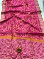 Womens Pink Color Soft Cotton Silk Saree With Printed Work
