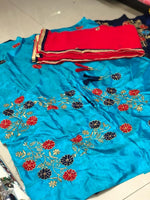 Womens NavyBlue Color Taffeta Silk Lehanga Choli