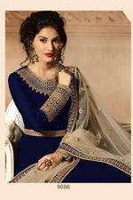 Women Blue Color Printed Ethnic Desighn Gown
