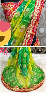 Womens Green Color Georgette Saree With Gota Work