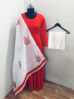 Women Red Color Semi Stitched Salwar Suit
