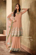 Women Peach Color  Printed Ethnic Salwar Suit