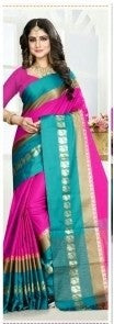 Cotton Silk Pink Color Plain Saree in crepe pattern With Blouse